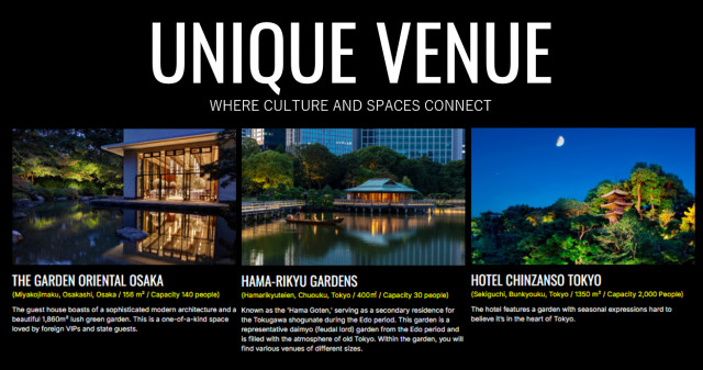 Collaborating with unique venues and historic buildings across Japan in order to host events (Graphic: Business Wire)